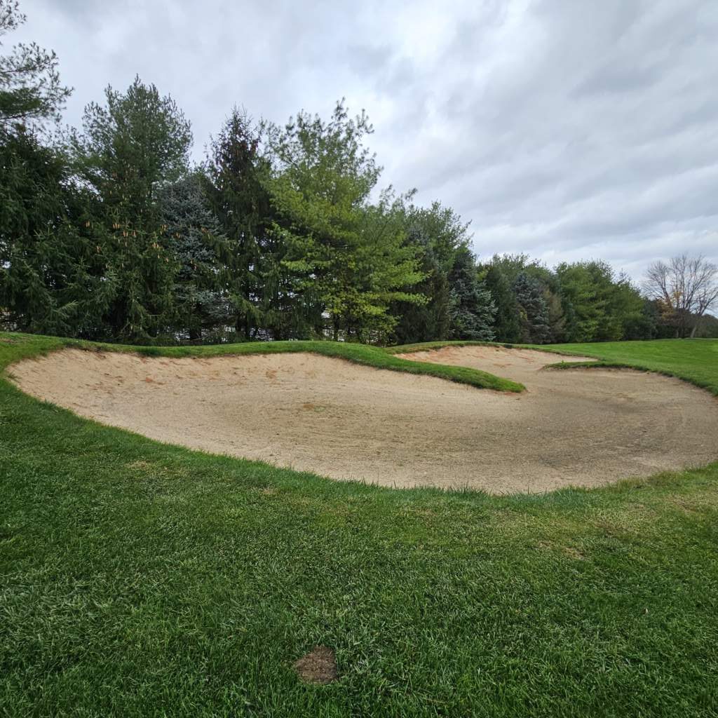 Buffer Park Golf Course Indianapolis, IN Par 3 golf course view for the ground overlooking a bunker.